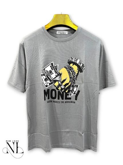 Lite Grey Printed Oversize T-Shirt for Men Comfort