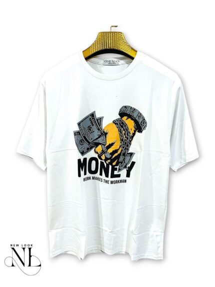 White Printed Oversize T-Shirt for Men Streetwear