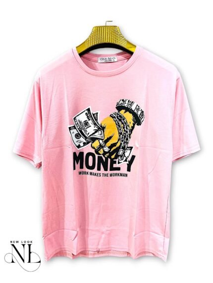 Baby Pink Printed T-Shirt Oversized Premium