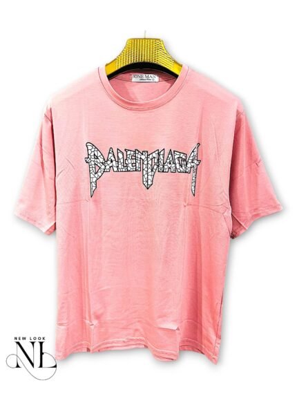 Premium Lite Pink Printed Oversize T-Shirt For Men