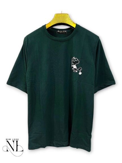 Men's Deep Green Printed Oversize T-Shirt For Men