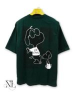 Men's Deep Green Printed Oversize T-Shirt For Men