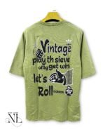 Pista Green Printed Oversize T-Shirt for Men Style