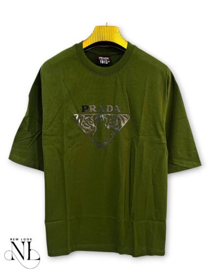 Olive Green Printed Half Tshirt for Men Urban Style
