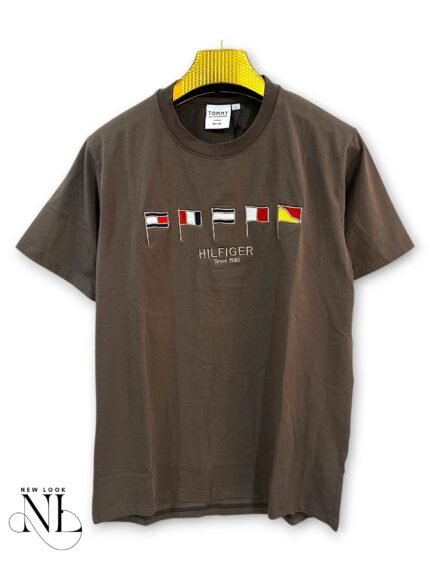 Dark Brown Imported Printed Half Tshirt for Men