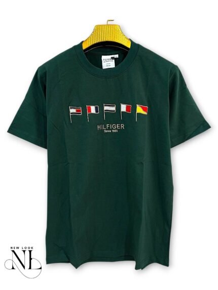 Dark Green Imported Printed Half T-Shirt for Men