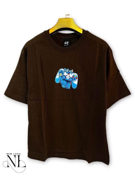 Printed Dark Brown Oversize T-Shirt for Men Streetwear