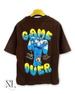 Printed Dark Brown Oversize T-Shirt for Men Streetwear