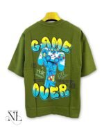 Printed Olive Green Oversize T-Shirt for Men Streetwear