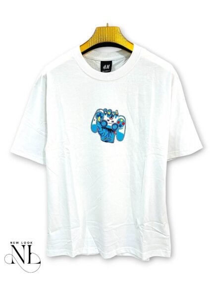 Printed White Oversize Tshirt for Men Crisp Canvas