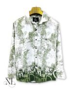 Stylish Printed Green Full Shirt for Men Minimalist
