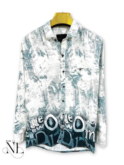Stylish Printed Blue Full Shirt for Men Premium