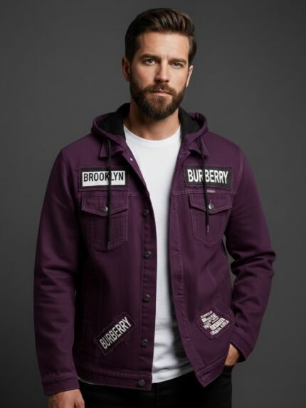 Casual Dark Purple Denim Jacket & Stylish Casual Wear