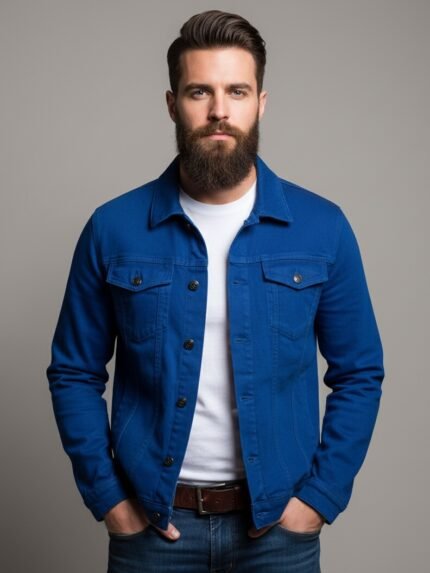 Casual Royal Blue Denim Jacket & Bold Style Statement