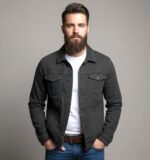 Stylish Dark Grey Denim Jacket & Modern Urban Style