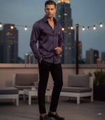 Dark Purple Plain Full Shirt & Office & Wedding Shirt