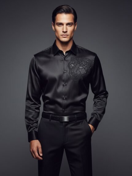 The Essential Black Plain Full Shirt & Wedding & Party Shirt