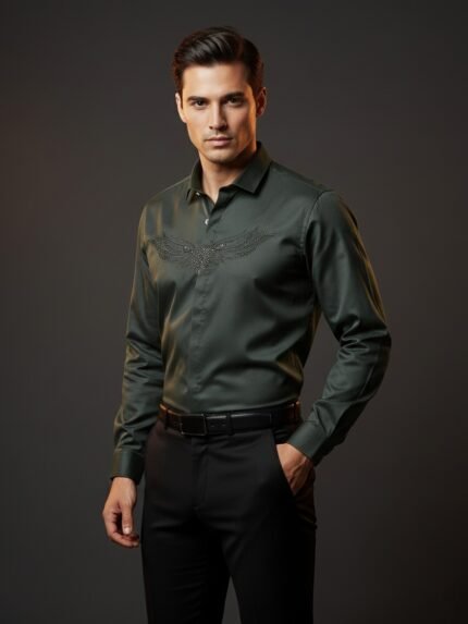 The Forest Dark Green Plain Full Shirt & Timeless Elegance