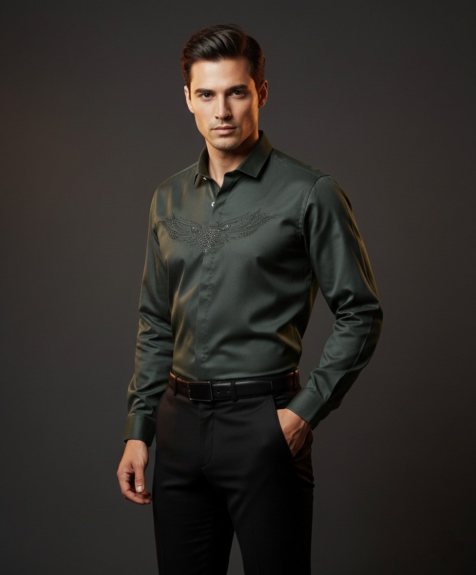 The Forest Dark Green Plain Full Shirt & Timeless Elegance The Forest Dark Green Plain Full Shirt & Timeless Elegance