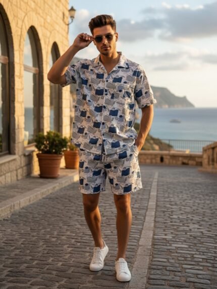 Trendy Printed Blue Cord Set & Matching Co-ords