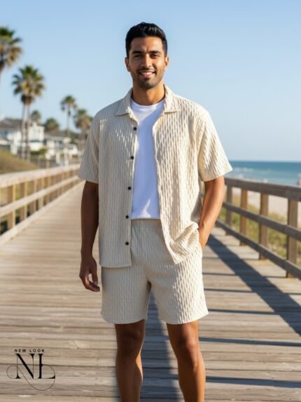 Trendy Cream Plain Cord Set & Premium Events