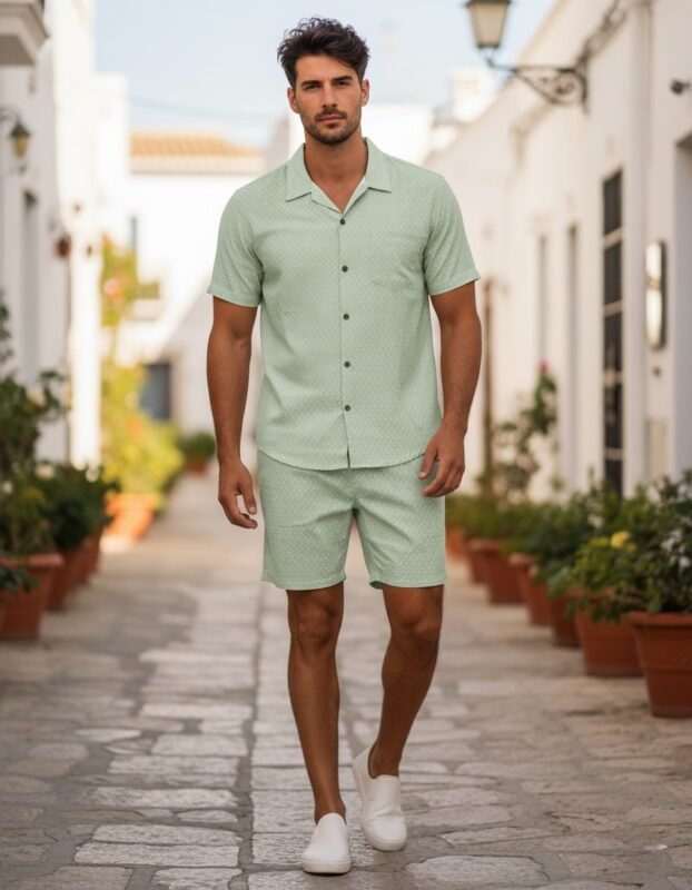 Trendy Pista Green Plain Cord Set & Stylish Matching