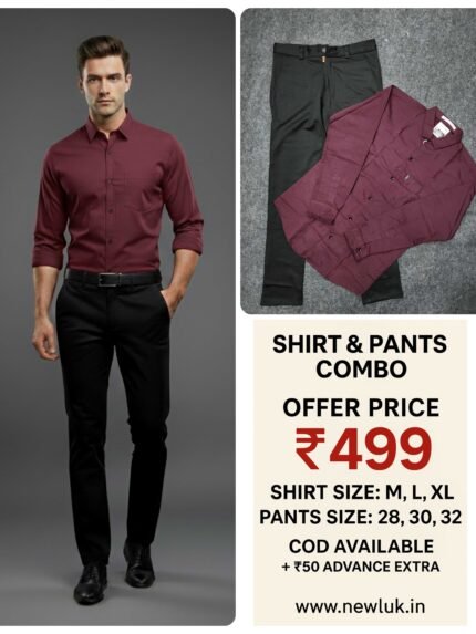 Classic Formal Black Pant Wine Shirt Combo & Office Wear