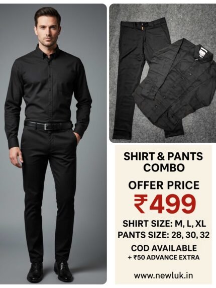 Classic Formal Black Pant Black Shirt Combo & Office Wear