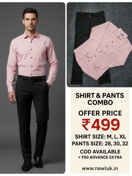 Classic Formal Black Pant Lite Pink Shirt Combo & Office Wear