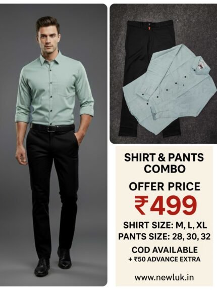 Classic Formal Black Pant Lite Green Shirt Combo & Office Wear