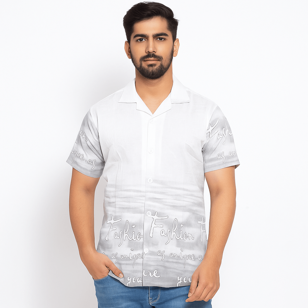The Classic White Oversize Printed Shirt & Trendy Casual The Classic White Oversize Printed Shirt & Trendy Casual