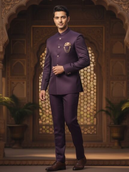 Trendy Wine Plain Blazer Suit for Men & Luxury Wedding