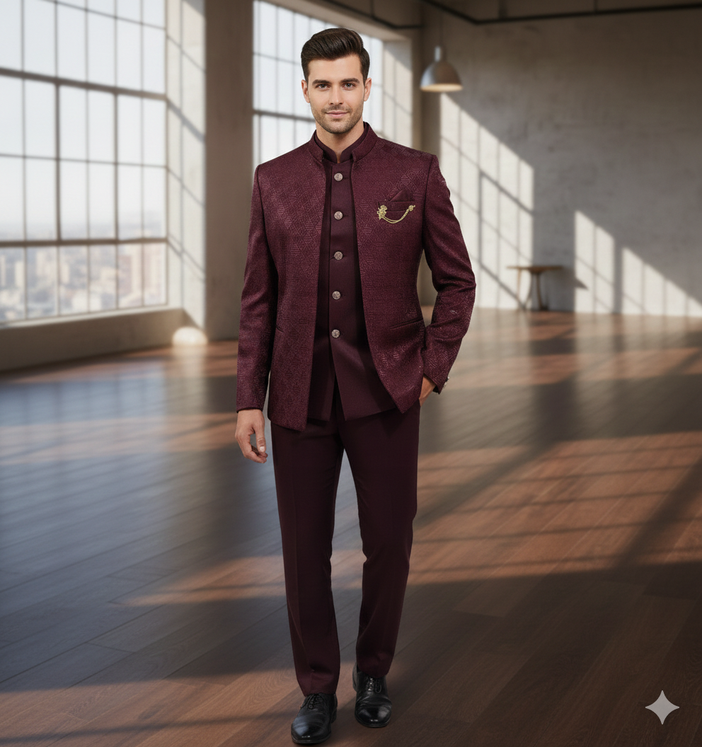 Stylish Maroon Wedding Jodhpuri Set for Men & Premium Stylish Maroon Wedding Jodhpuri Set for Men & Premium