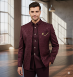 Stylish Maroon Wedding Jodhpuri Set for Men & Premium