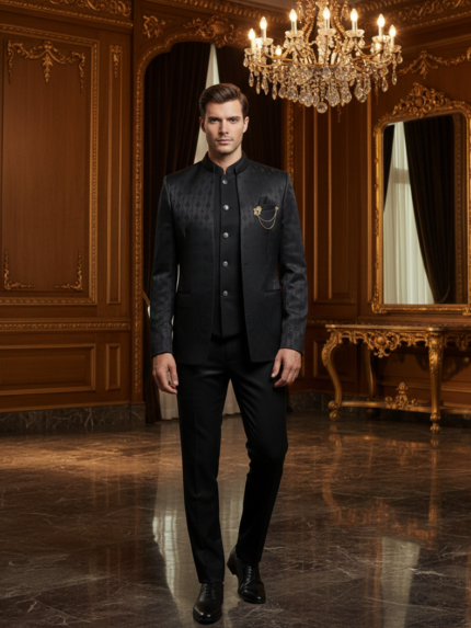 Stylish Black Wedding Jodhpuri Set for Men Modern Traditional