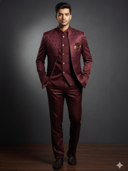 Classic Maroon Wedding Jodhpuri Set for Men & Stylish