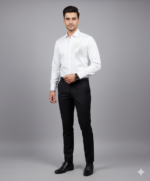 Classic White Satin Formal Full Sleeve Shirt & Wedding Wear