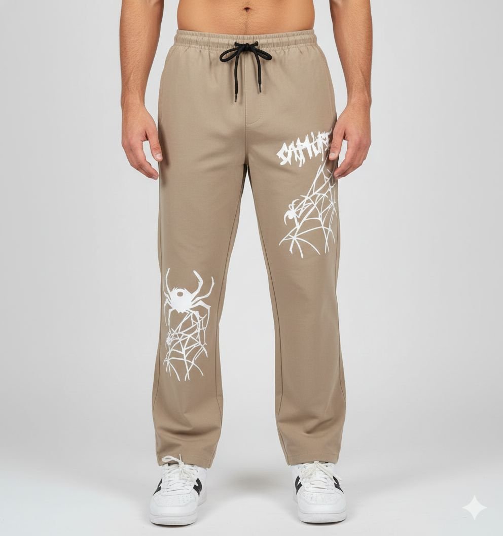 Best Cream Parachute Baggy Trackpant For Men & Streetwear Best Cream Parachute Baggy Trackpant For Men & Streetwear