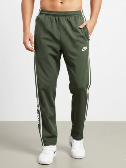 Dark Green Parachute Stripe Baggy Trackpant & Premium
