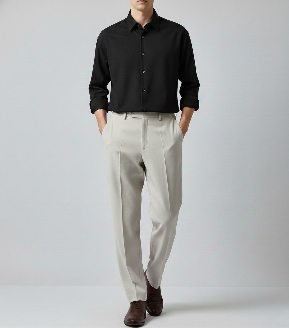 Classic Straight Fit Cream Formal Pant for Men & Office Wear Classic Straight Fit Cream Formal Pant for Men & Office Wear