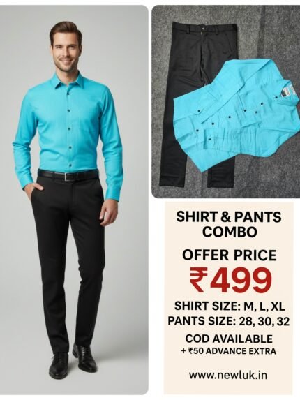 Best Formal Black Pant Sky Blue Shirt Combo Set & Fresh Style