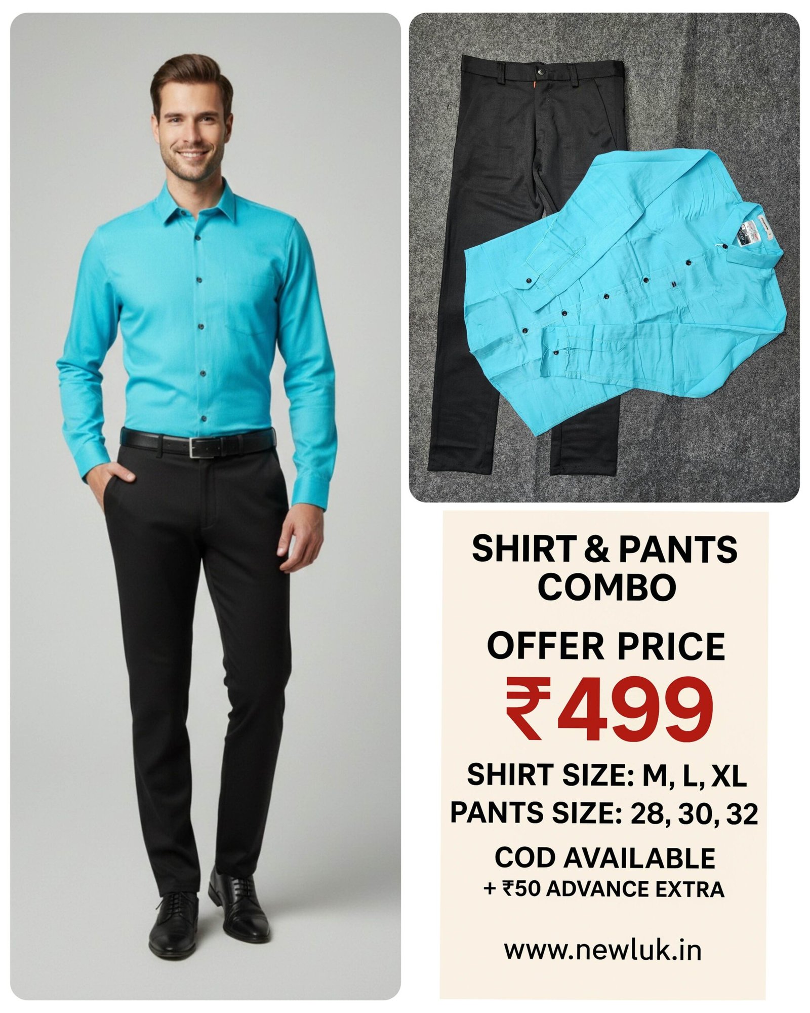 Best Formal Black Pant Sky Blue Shirt Combo Set & Fresh Style Best Formal Black Pant Sky Blue Shirt Combo Set & Fresh Style