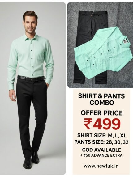 Stylish Black Pant Lite Green Shirt Combo Set & Contemporary