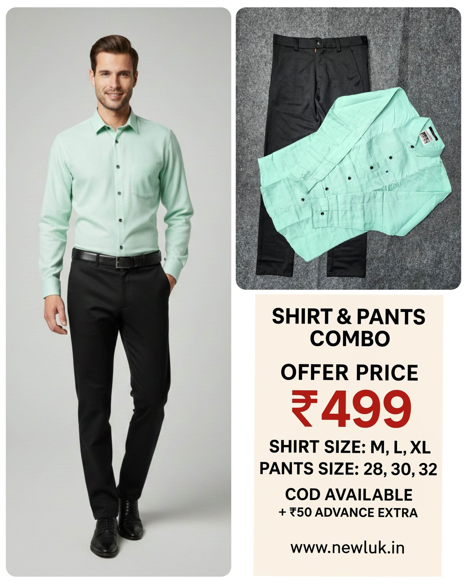 Stylish Black Pant Lite Green Shirt Combo Set & Contemporary Stylish Black Pant Lite Green Shirt Combo Set & Contemporary