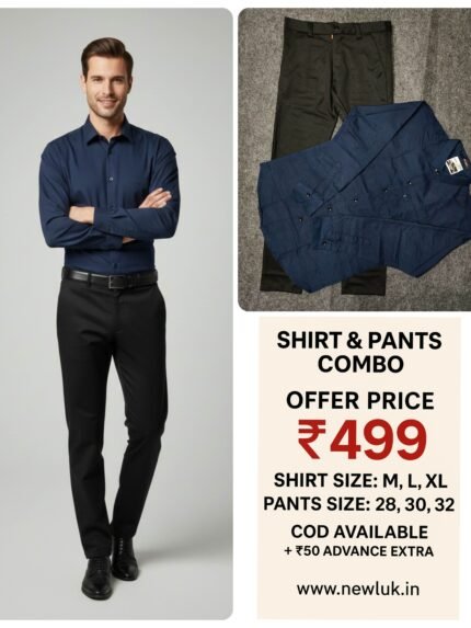 Classic Black Pant & Navy Blue Shirt Combo Set & Timeless Attire