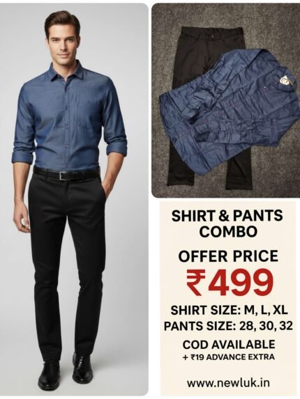 Dark Grey Full Shirt & Black Pant Combo Set & Professional Wear