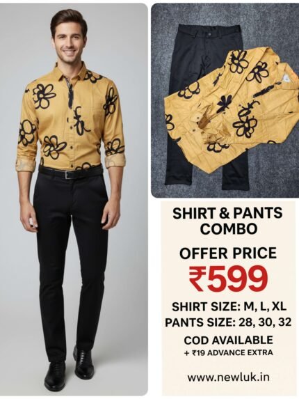 Classic cream shirt with black pant combo men's Stylish