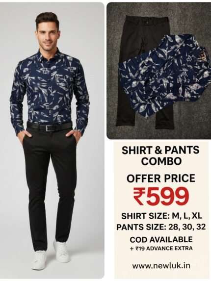 Premium navy blue shirt & black pant combo men's For Men