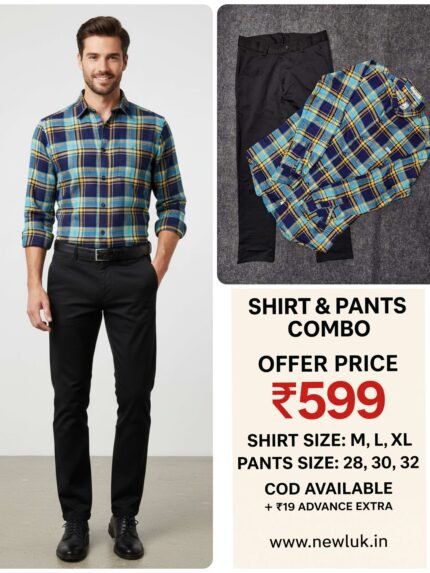 Checks Blue Full shirt with black pant Combo & Stylish