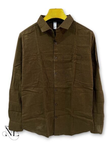 Classic Plain Olive Green Full Shirt For Men & Earth Tone